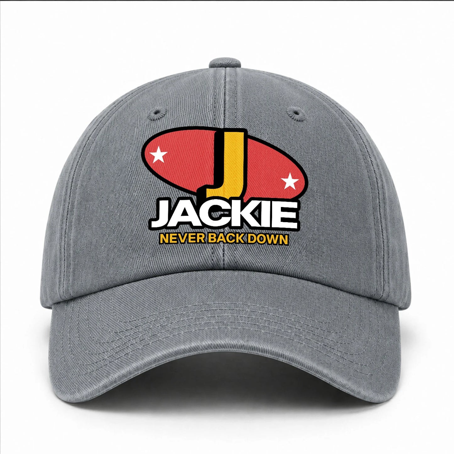 Never Back Down With Your Name And Initial Letter Washed Cap JACKIE 13K1 C82PF