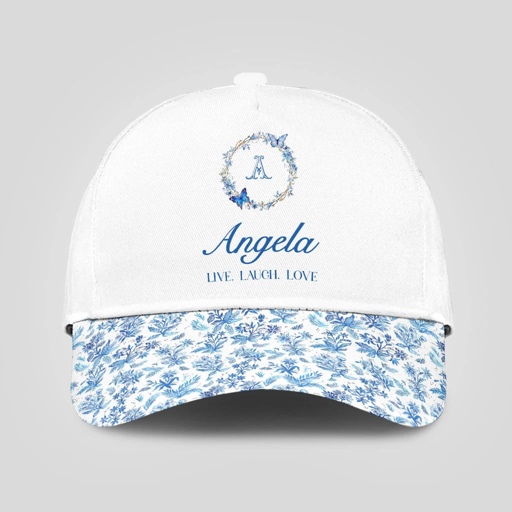 Live Laugh Love Blue Flowers Cap ANGELA 13K1 C50PF