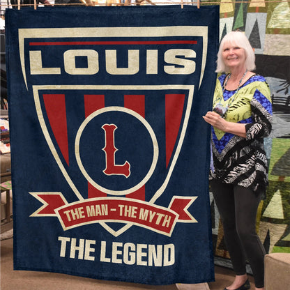 The Man The Myth The Legend Blue Burgundy Baseball Blanket LOUIS 13K1 BK18