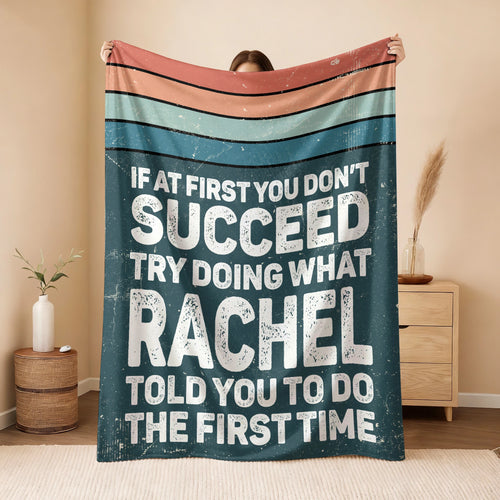 If At First You Don’t Succeed Retro Green Fleece Blanket RACHEL 13K1 BK29