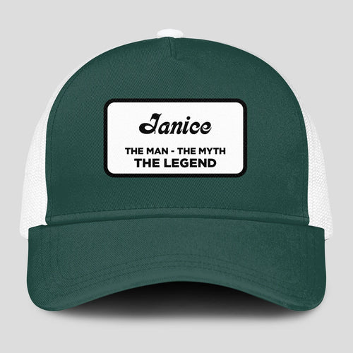 The Man The Myth The Legend Green And White Mesh Cap JANICE 13K1 C198PF