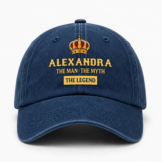 The Man The Myth The Legend King Crown Washed Cap ALEXANDRA 13K1 C146PF