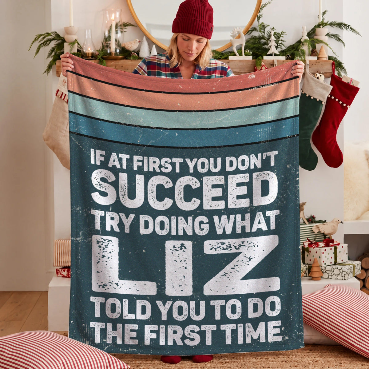 If At First You Don’t Succeed Retro Green Fleece Blanket LIZ 13K1 BK29