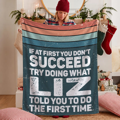 If At First You Don’t Succeed Retro Green Fleece Blanket LIZ 13K1 BK29
