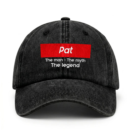 Your Name The Man The Myth The Legend Red Logo Washed Cap PAT 13K1 C130PF
