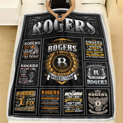 ROGERS Personalized Blanket | Custom Name Cozy Throw Gift 13K1-BK2