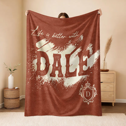 Life Is Better With Your Name Terracotta Cream Fleece Blanket DALE 13K1 BK30
