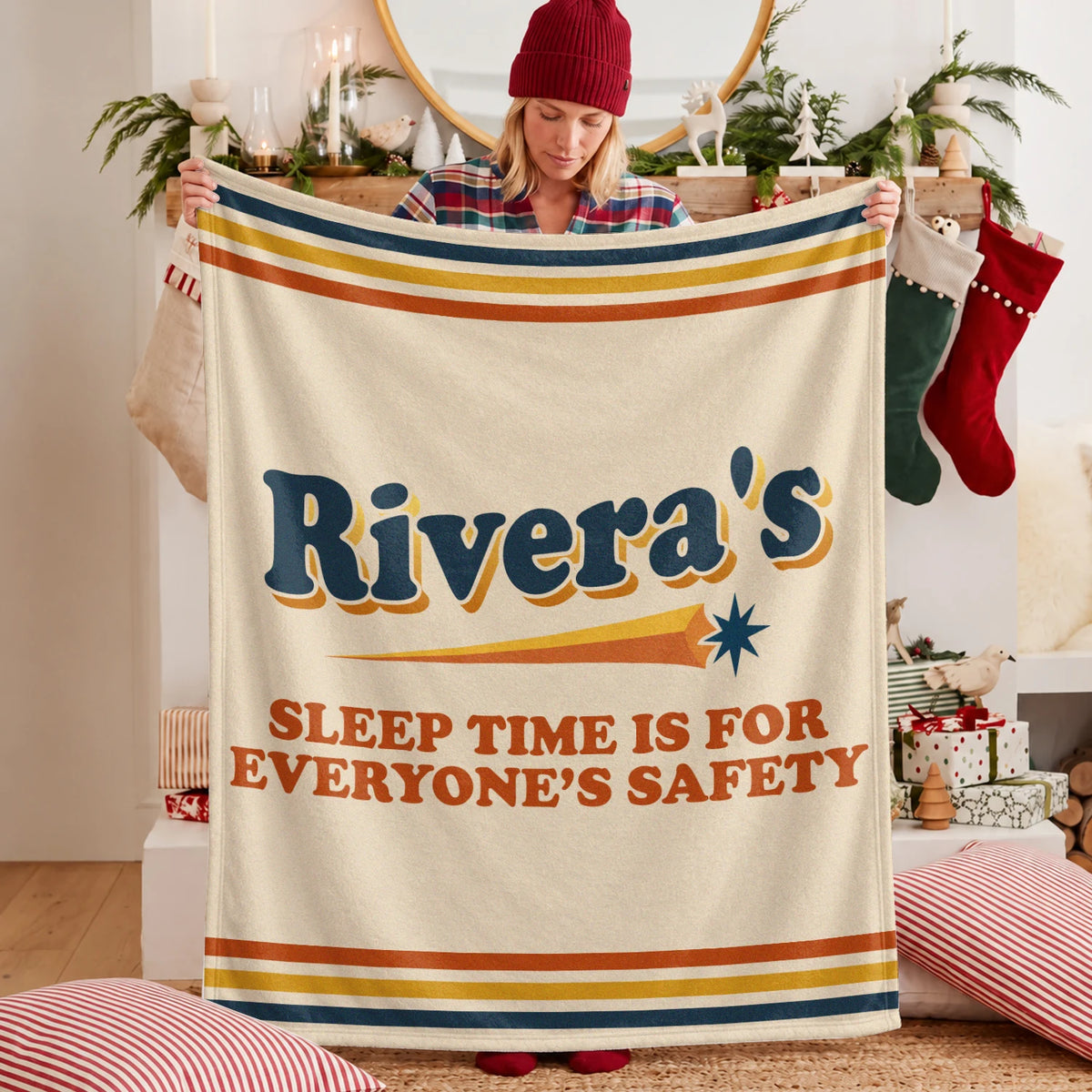 Your Name's Sleep Time Funny Retro Fleece Blanket RIVERA 13K1 BK67