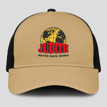 Never Back Down World Logo Khaki Mesh Cap JUDITH 13K1 C212PF