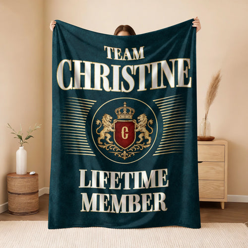 Team Your Name Lifetime Member Sage Green Fleece Blanket CHRISTINE 13K1 BK42
