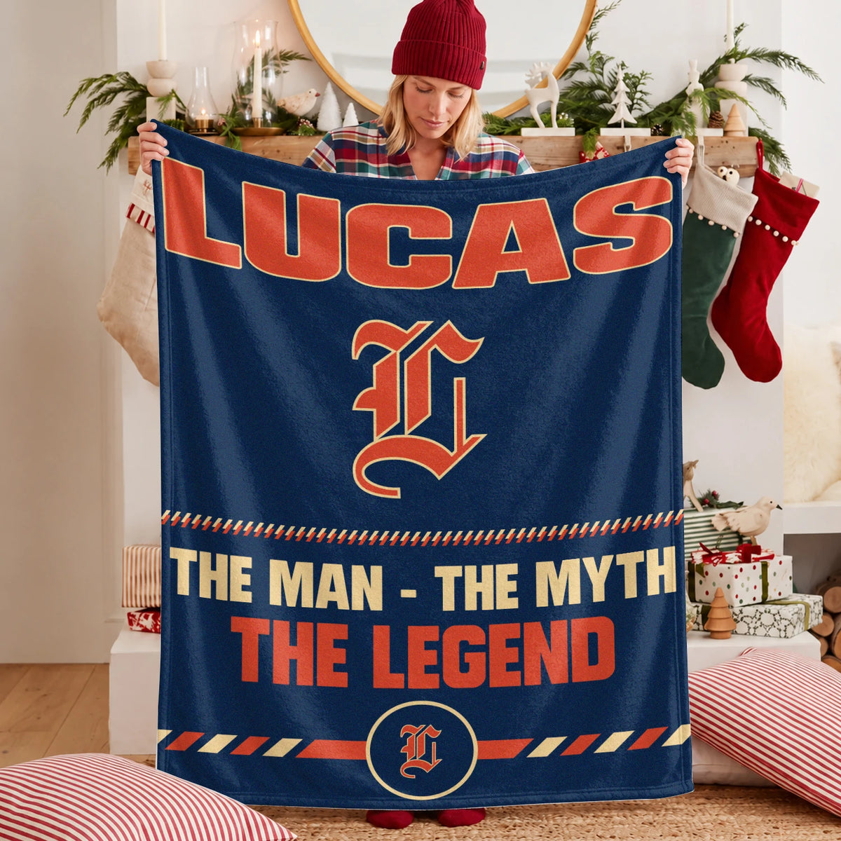 The Man The Myth The Legend Retro Fleece Blanket LUCAS 13K1 BK53