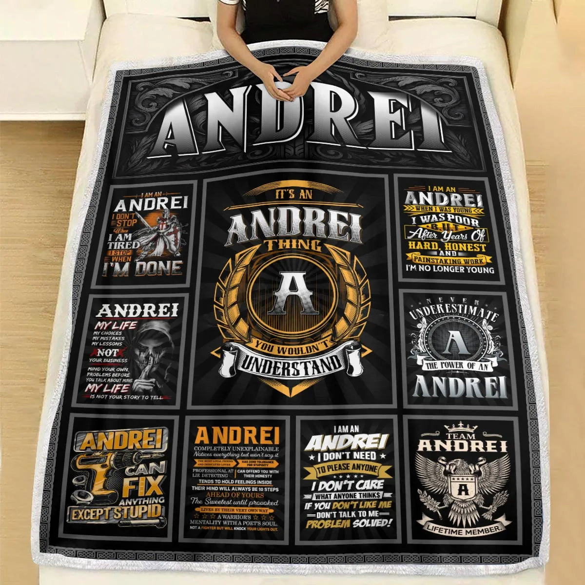 ANDREI Personalized Blanket | Custom Name Cozy Throw Gift 13K3-BK2