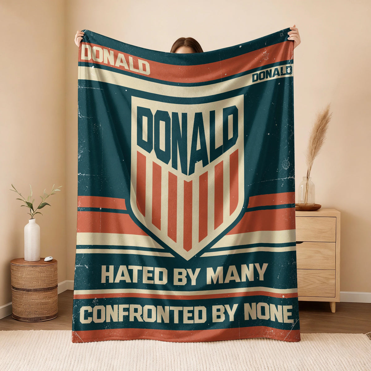 Hated By Many Confronted By None Retro Fleece Blanket DONALD 13K1 BK58