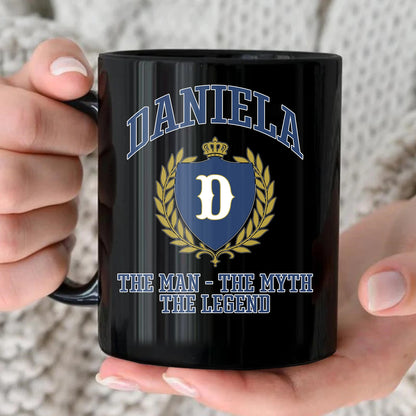 The Man The Myth The Legend Blue And Yellow Logo Mug DANIELA 13K1 MG24