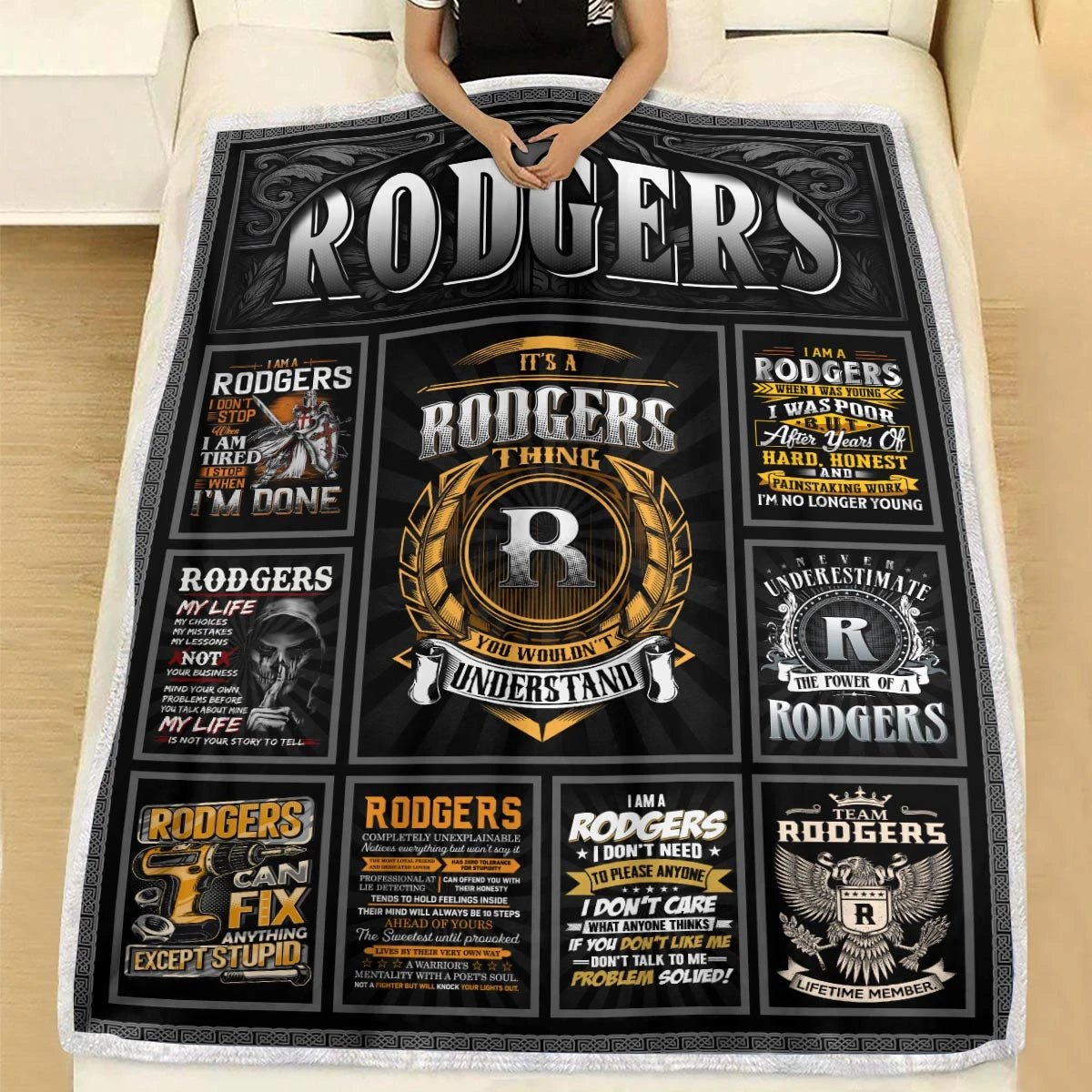 RODGERS Personalized Blanket | Custom Name Cozy Throw Gift 13K4-BK2