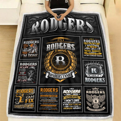 RODGERS Personalized Blanket | Custom Name Cozy Throw Gift 13K4-BK2