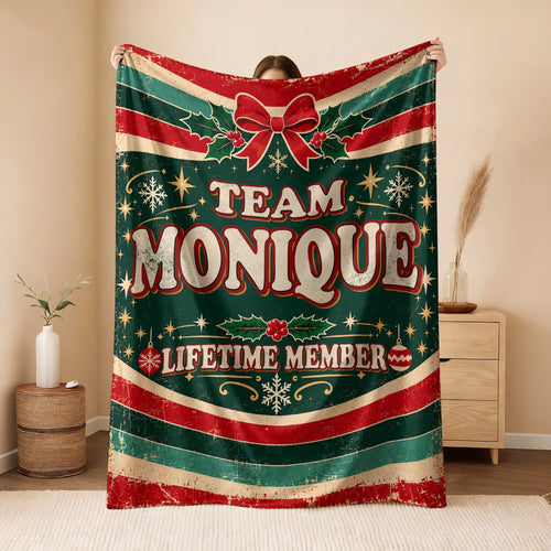 Team Your Name Lifetime Member Christmas Fleece Blanket MONIQUE 13K1 BK52