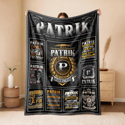 PATRIK Personalized Blanket | Custom Name Cozy Throw Gift 13K5-BK2