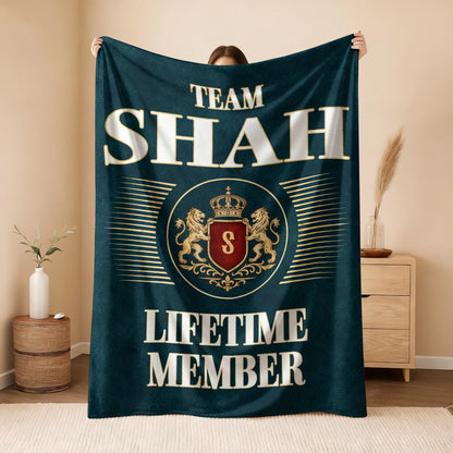 Team Your Name Lifetime Member Sage Green Fleece Blanket SHAH 13K1 BK42