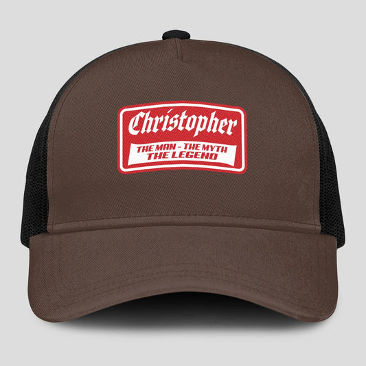 The Man The Myth The Legend Red Logo Brown Mesh Cap CHRISTOPHER 13K1 C203PF
