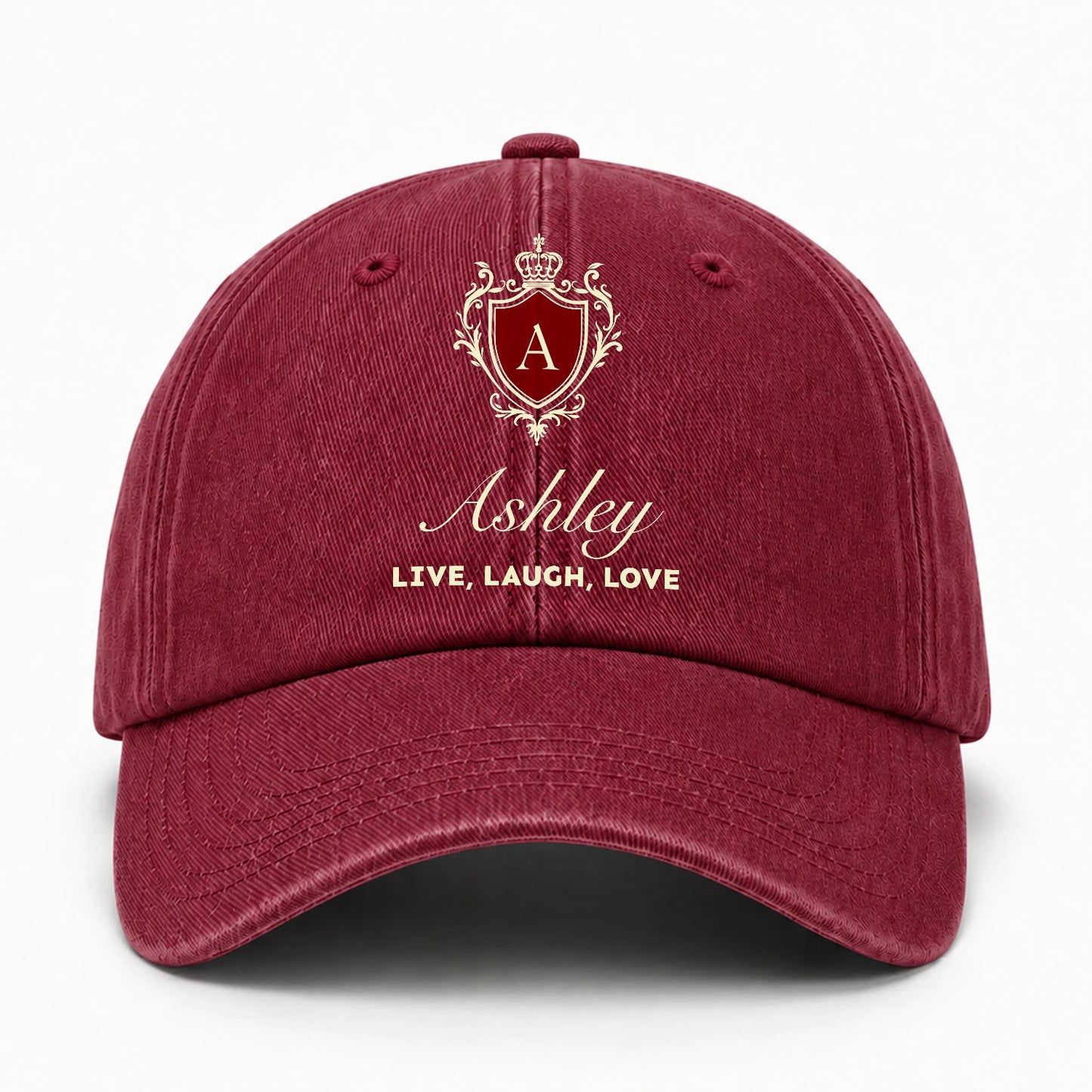 Live Laugh Love Elegant Burgundy Washed Cap ASHLEY 13K1 C89PF