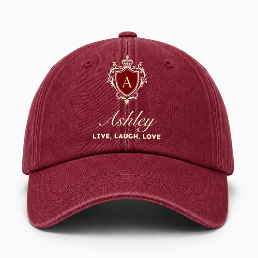 Live Laugh Love Elegant Burgundy Washed Cap ASHLEY 13K1 C89PF