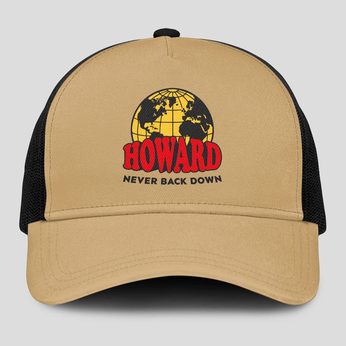 Never Back Down World Logo Khaki Mesh Cap HOWARD 13K1 C212PF