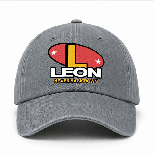 Never Back Down With Your Name And Initial Letter Washed Cap LEON 13K1 C82PF