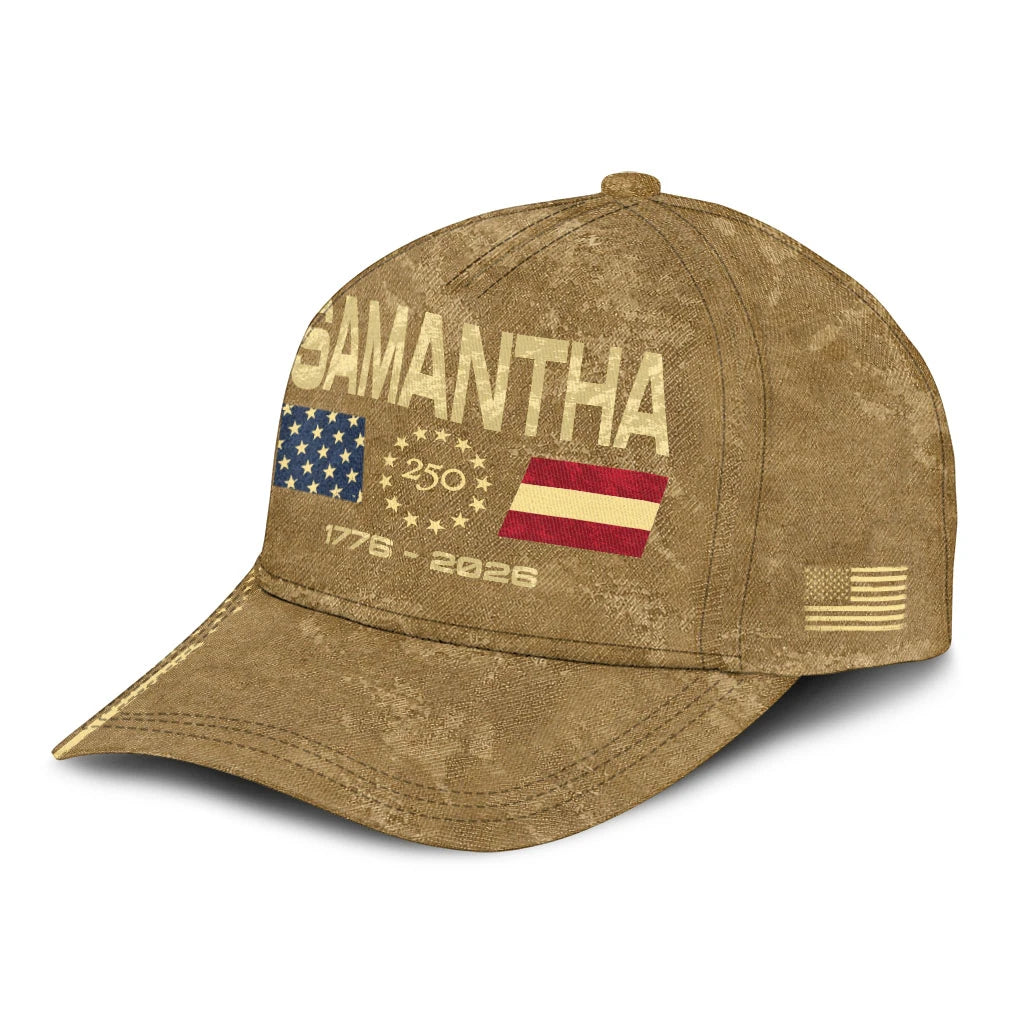 SAMANTHA 13K1-C14PF 250th Anniversary Patriotic Baseball Cap 1776–2026