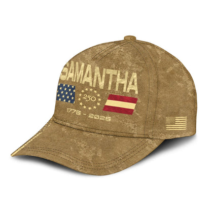 SAMANTHA 13K1-C14PF 250th Anniversary Patriotic Baseball Cap 1776–2026