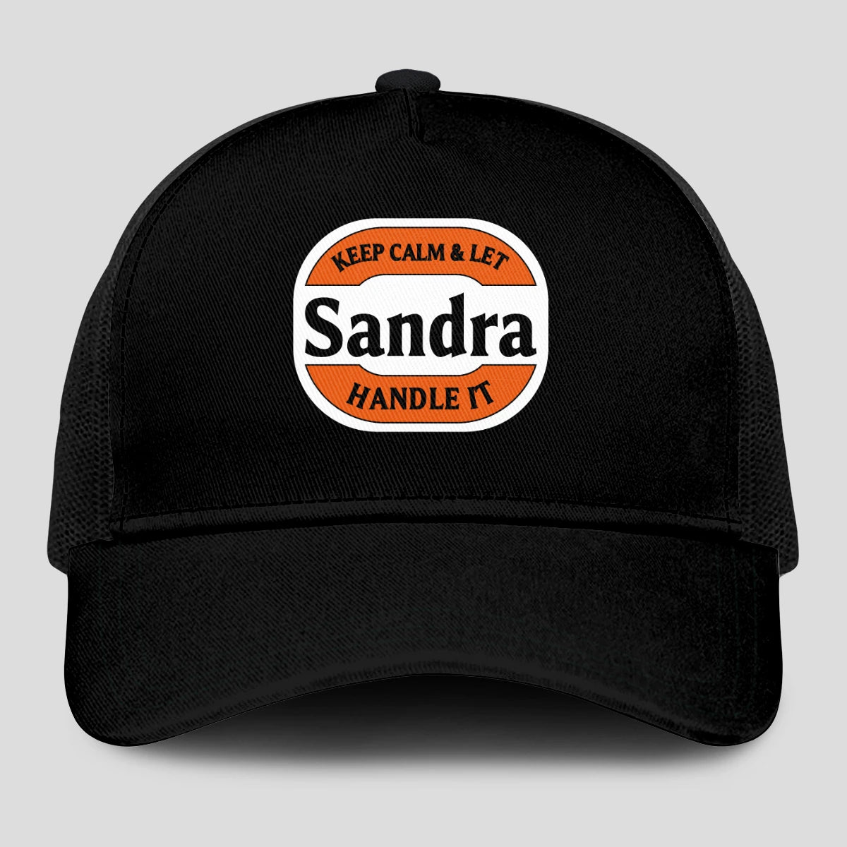 Keep Calm & Let Your Name Handle It Black Mesh Cap SANDRA 13K1 C199PF
