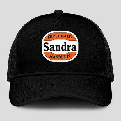 Keep Calm & Let Your Name Handle It Black Mesh Cap SANDRA 13K1 C199PF