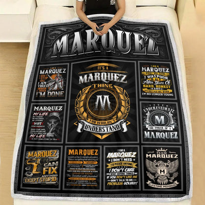 MARQUEZ Personalized Blanket | Custom Name Cozy Throw Gift 13K3-BK2