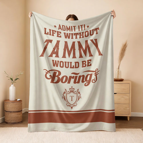 Life Without Your Name Would Be Boring Cream Terracotta Blanket TAMMY 13K1 BK24