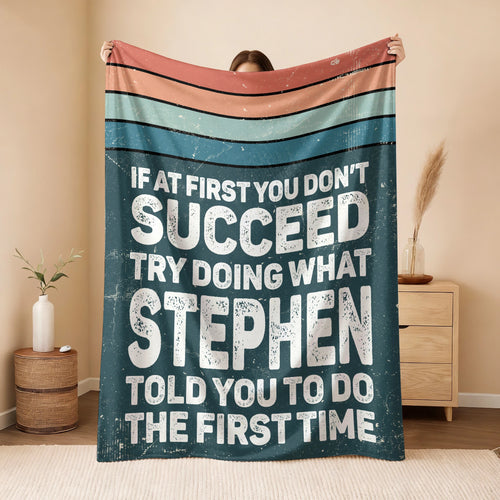 If At First You Don’t Succeed Retro Green Fleece Blanket STEPHEN 13K1 BK29