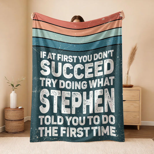 If At First You Don’t Succeed Retro Green Fleece Blanket STEPHEN 13K1 BK29