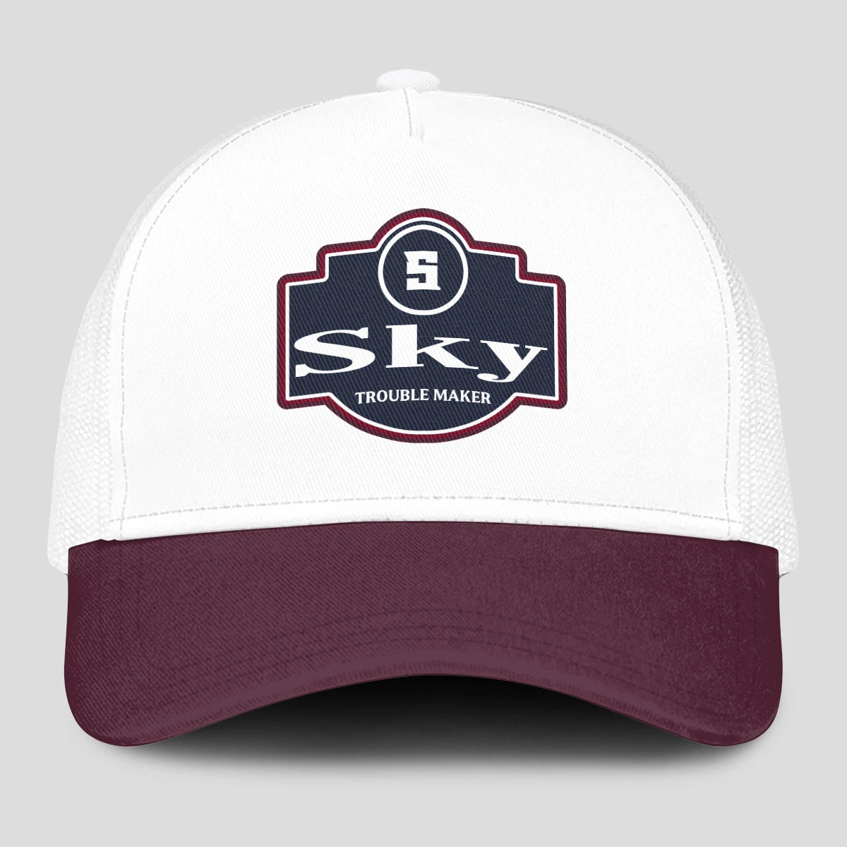 Trouble Maker Burgundy And White Funny Mesh Cap SKY 13K1 C201PF