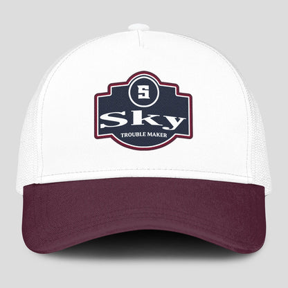 Trouble Maker Burgundy And White Funny Mesh Cap SKY 13K1 C201PF