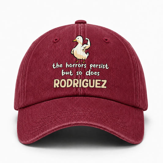The Horrors Persist But So Does Your Name Funny Goose Burgundy Washed Cap RODRIGUEZ 13K1 C126PF