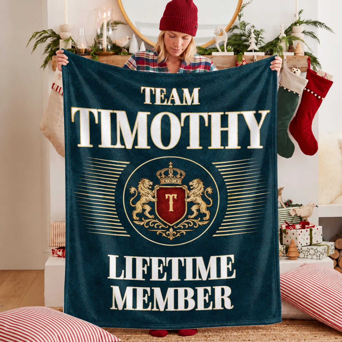 Team Your Name Lifetime Member Sage Green Fleece Blanket TIMOTHY 13K1 BK42