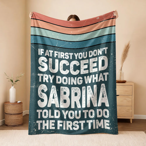 If At First You Don’t Succeed Retro Green Fleece Blanket SABRINA 13K1 BK29