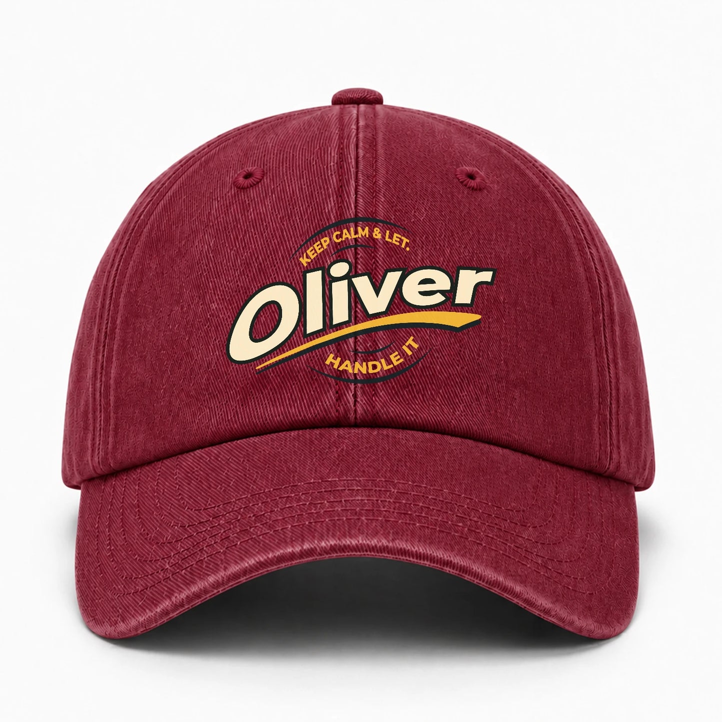 Keep Calm & Let Your Name Handle It Burgundy Washed Cap OLIVER 13K1 C105PF