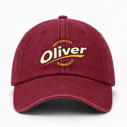 Keep Calm & Let Your Name Handle It Burgundy Washed Cap OLIVER 13K1 C105PF