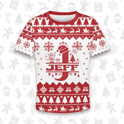 JEFF Personalized Christmas T-Shirt Pajama Set - Holiday Gift Outfit 13K1-CR2