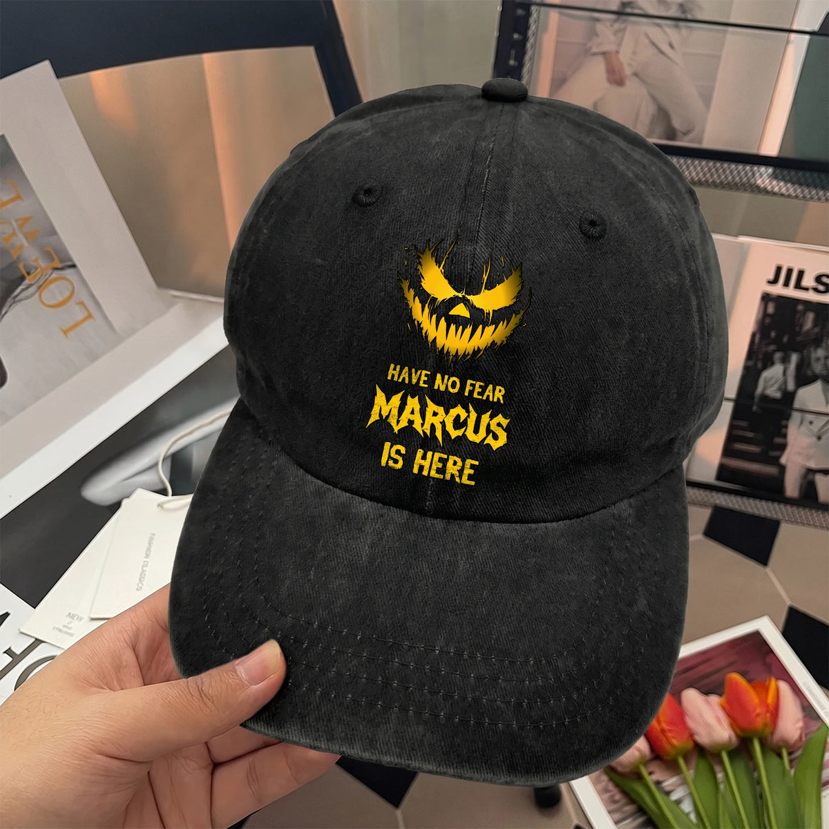 Have No Fear Your Name Is Here Jack O' Lantern Washed Cap MARCUS 13K1 C135PF