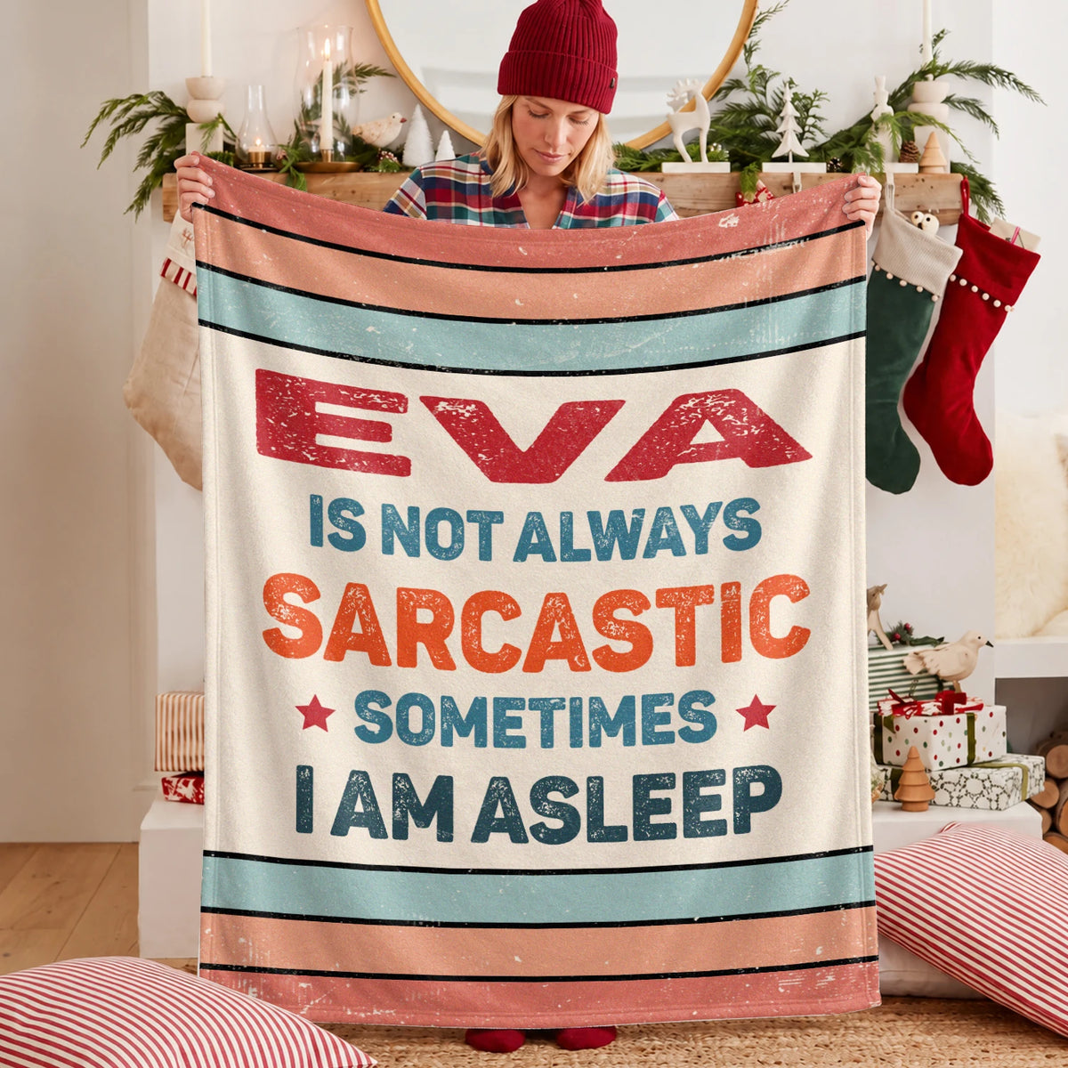Your Name Sarcastic Funny Retro Fleece Blanket EVA 13K1 BK62