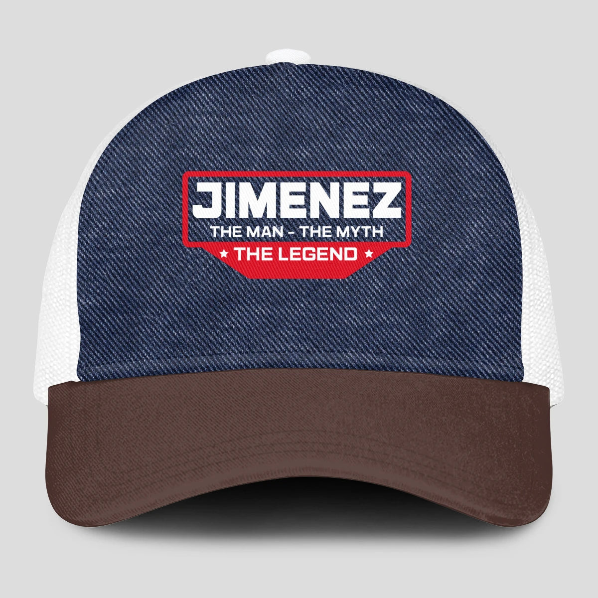 The Man The Myth The Legend Navy Brown And White Mesh Cap JIMENEZ 13K1 C200PF