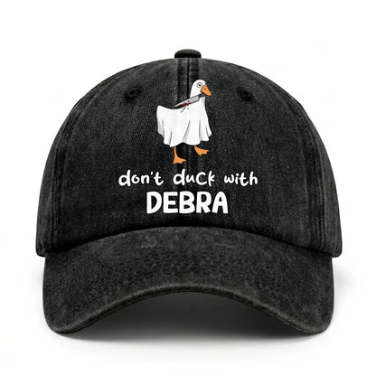 Don't Duck With Your Name Funny Washed Cap DEBRA 13K1 C129PF