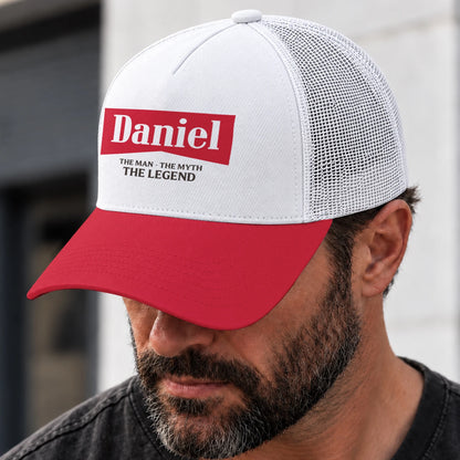 The Man The Myth The Legend Red And White Mesh Cap DANIEL 13K1 C197PF