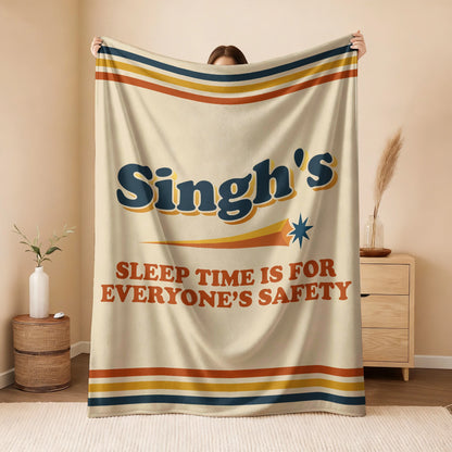 Your Name's Sleep Time Funny Retro Fleece Blanket SINGH 13K1 BK67
